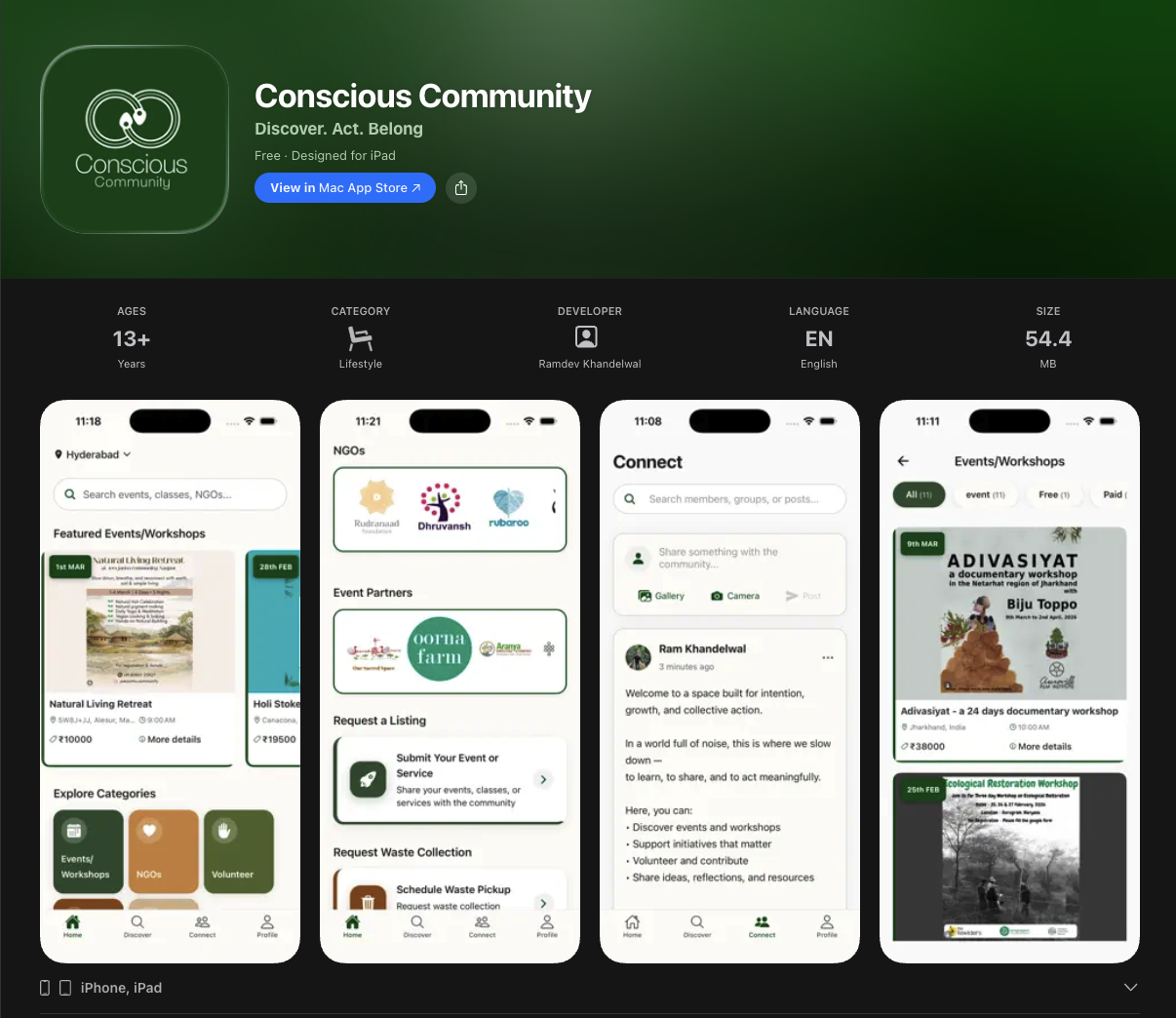Conscious Community app preview