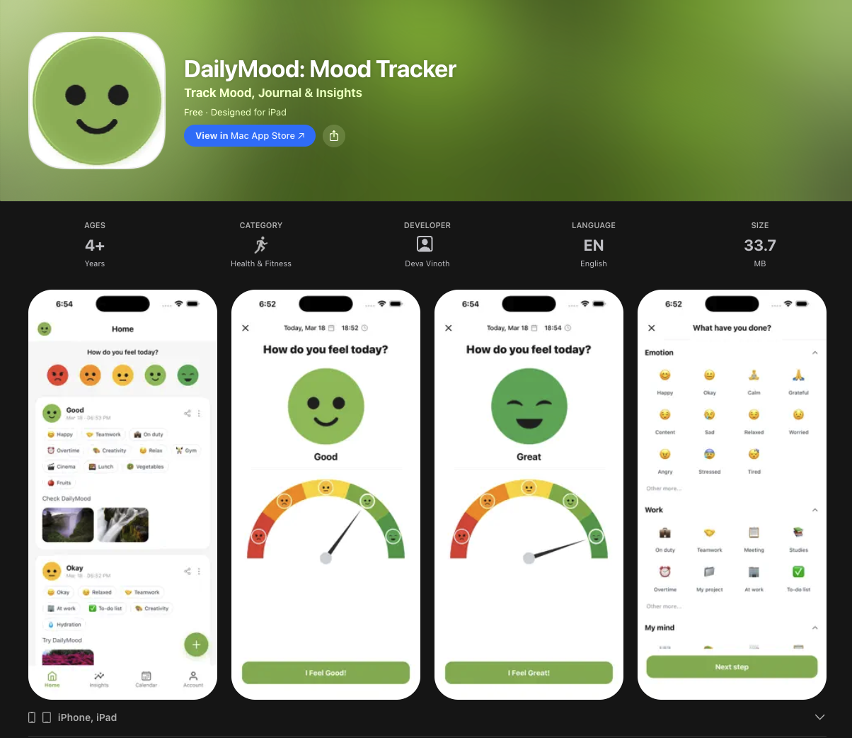 DailyMood Mood Tracker app preview