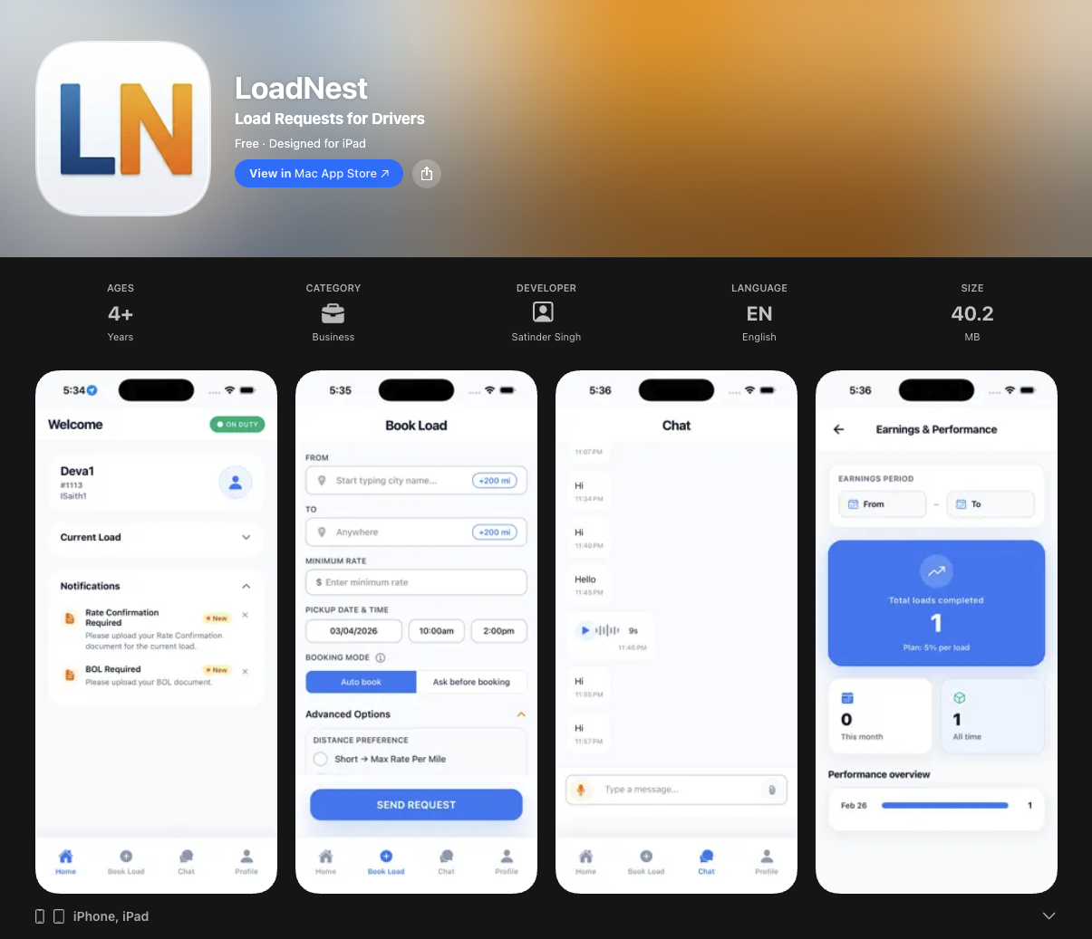 LoadNest app preview